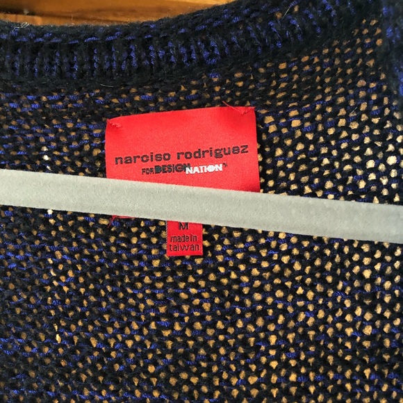 Narsico Rodriguez Design Nation Black Blue Marled Cardigan Sweater - Picture 4 of 5